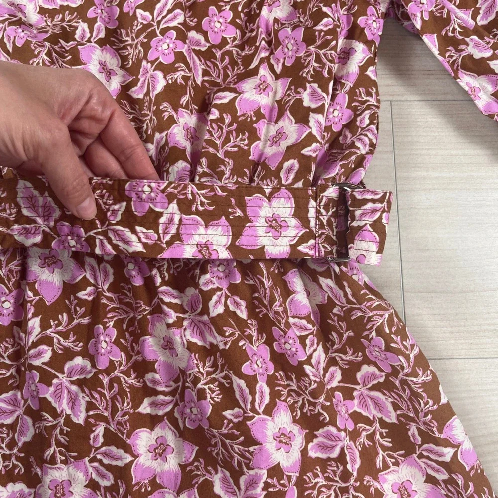 Jason Wu Floral One Shoulder Mini Dress Brown Pink Sz XS